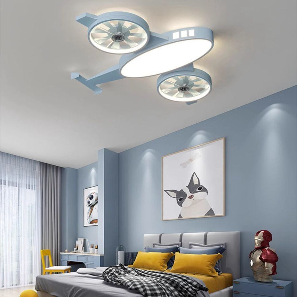 Children's room chandelier airplane shape with fan