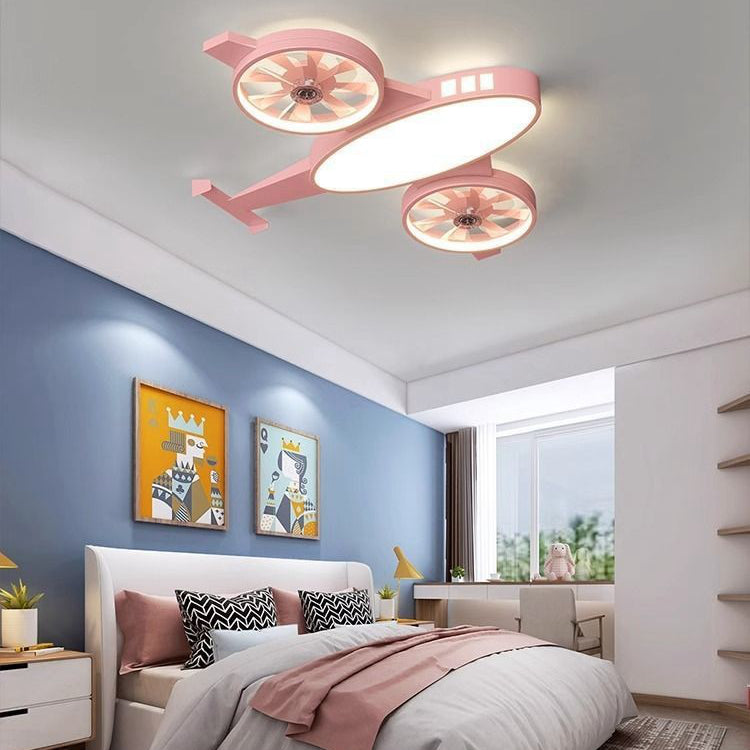 Children's room chandelier airplane shape with fan