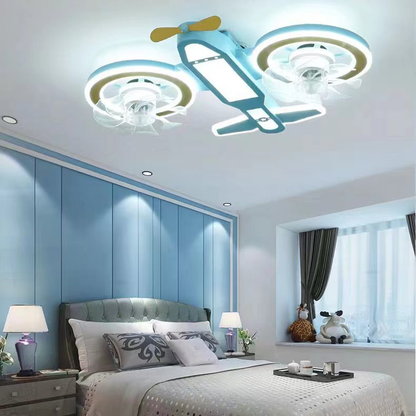 Children's room chandelier airplane shape with fan