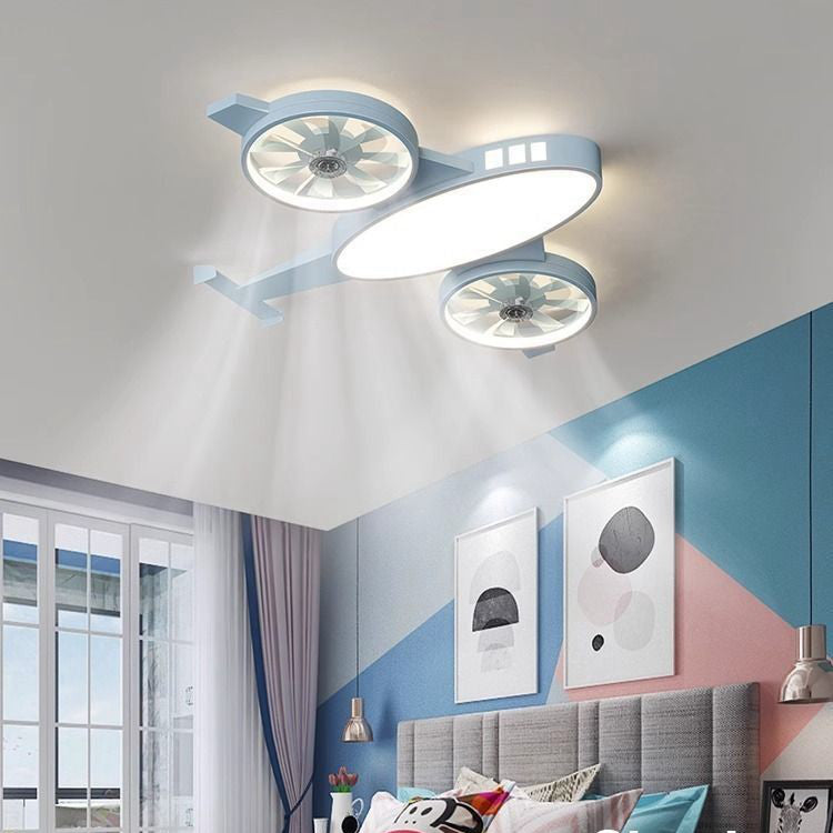 Children's room chandelier airplane shape with fan