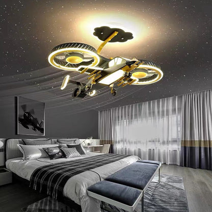 Children's room chandelier airplane shape with fan