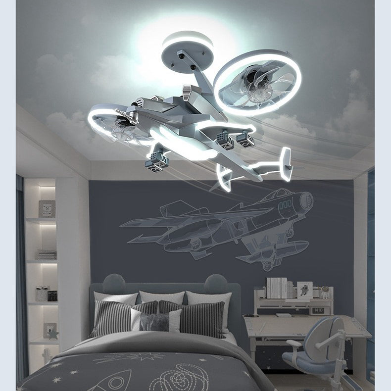 Children's room chandelier airplane shape with fan