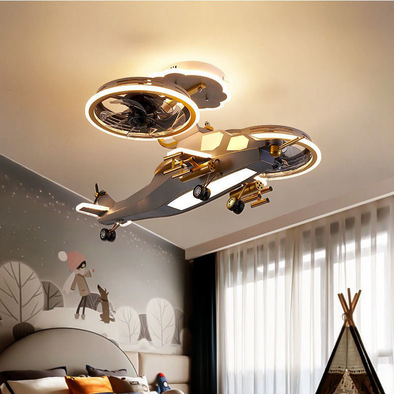 Children's room chandelier airplane shape with fan